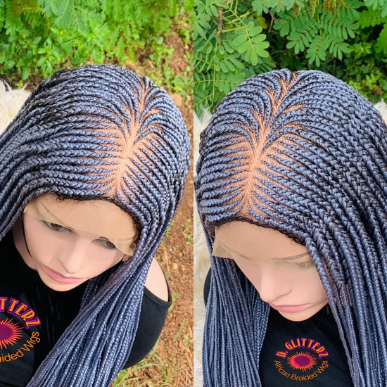AFRICAN BRAIDED  CONROW WIGS PN 8*8 LACE CLOSURE - d.glitterzwigs