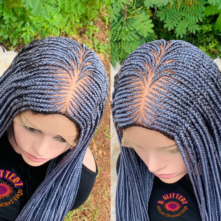 AFRICAN BRAIDED  CONROW WIGS PN 8*8 LACE CLOSURE - d.glitterzwigs