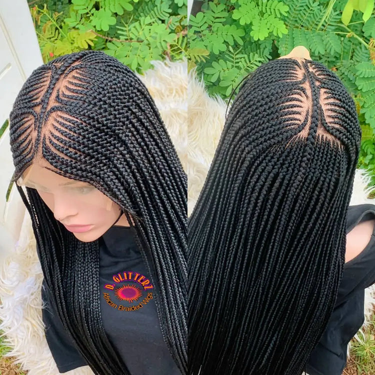 AFRICAN BRAIDED  CONROW WIGS PN 8*8 LACE CLOSURE - d.glitterzwigs