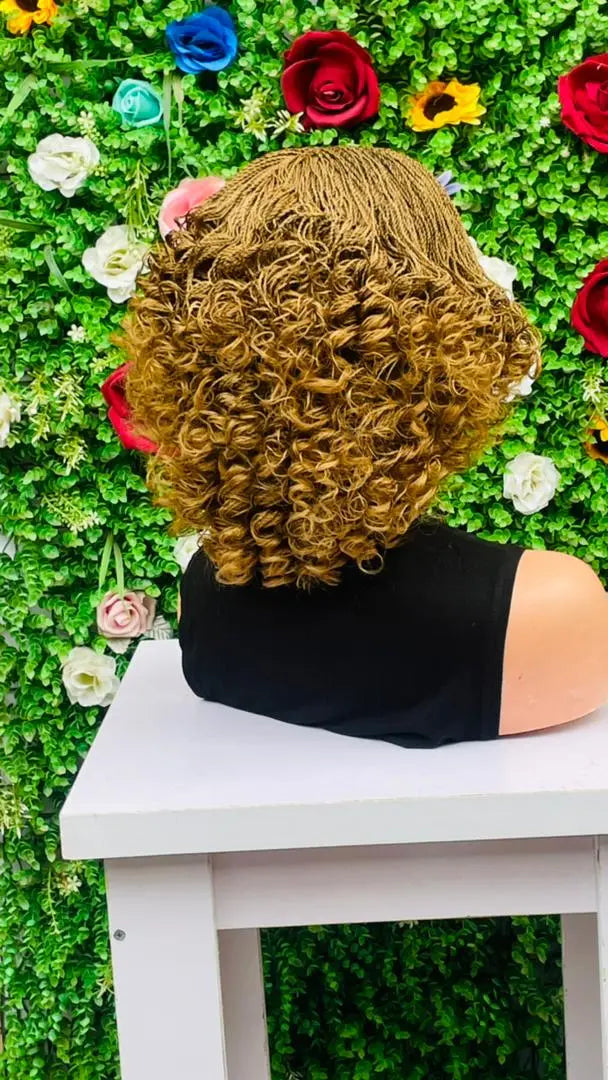 AFRICAN BRAIDED SHORT  CURLY TINY TWIST ON 2"4 LACE CLOSURE - d.glitterzwigs