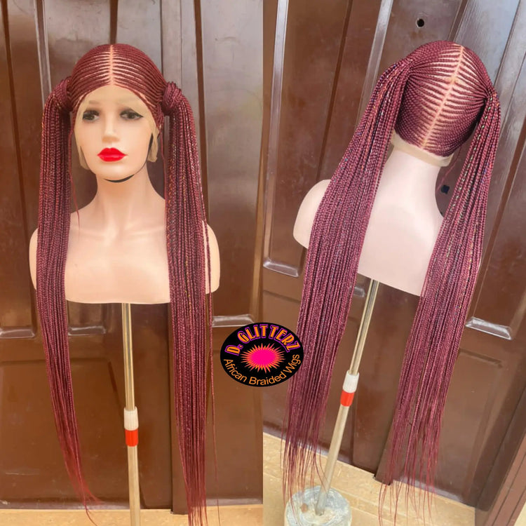 AFRICAN BRAIDED TWO PONYTAIL WIGS ON FULL LACE CLOSURE - d.glitterzwigs