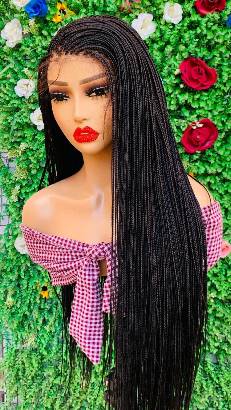 AFRICAN BRAIDED  WIGS  ON 13*4 LACE CLOSURE - d.glitterzwigs