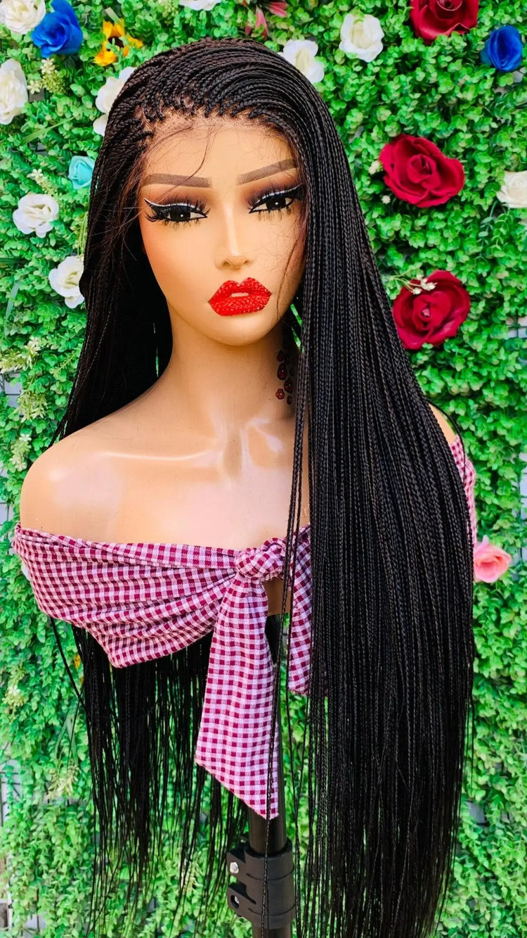 AFRICAN BRAIDED  WIGS  ON 13*4 LACE CLOSURE - d.glitterzwigs