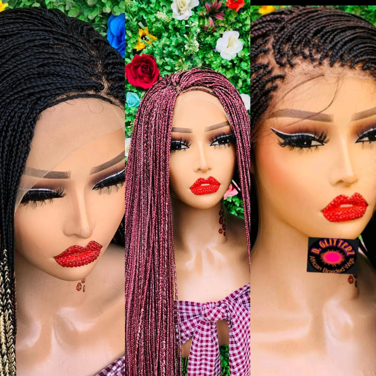 AFRICAN BRAIDED  WIGS  ON 13*4 LACE CLOSURE - d.glitterzwigs