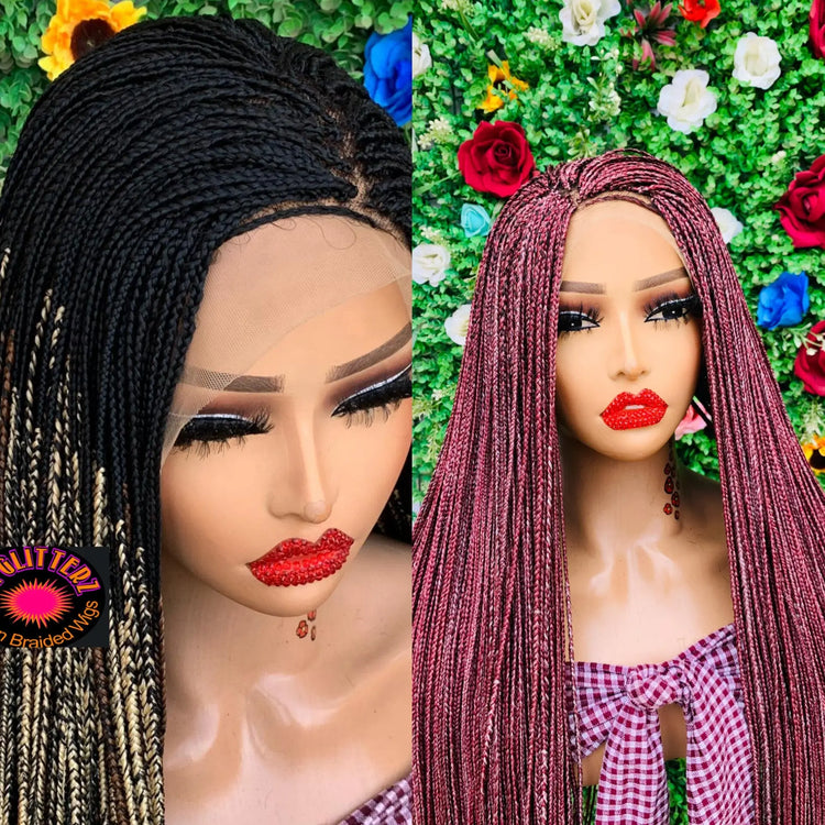 AFRICAN BRAIDED  WIGS  ON 13*4 LACE CLOSURE - d.glitterzwigs
