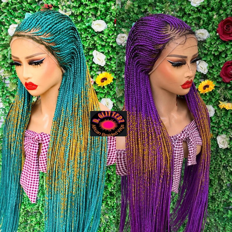 AFRICAN BRAIDED   WIGS  ON 13*6 FRONTAL LACE CLOSURE - d.glitterzwigs