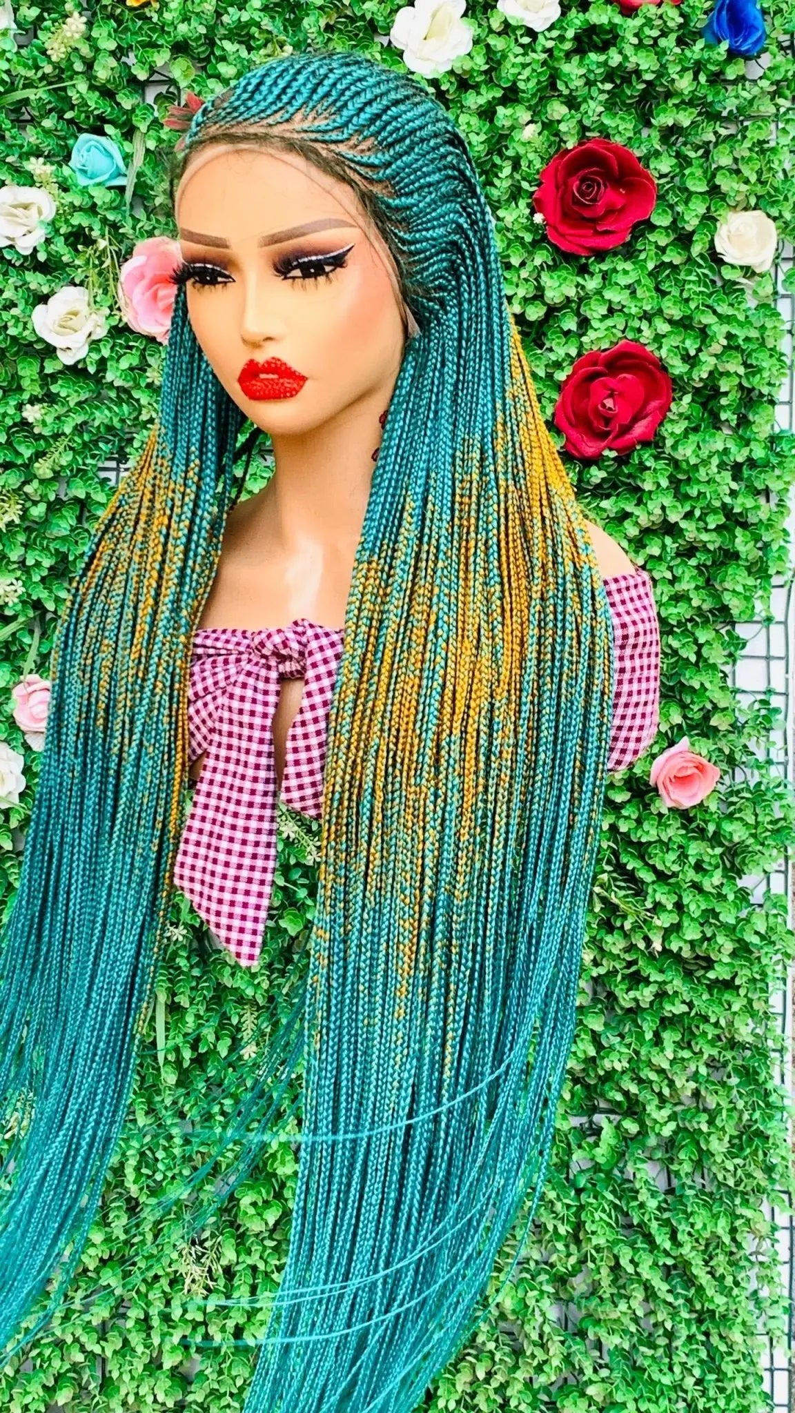 AFRICAN BRAIDED   WIGS  ON 13*6 FRONTAL LACE CLOSURE - d.glitterzwigs