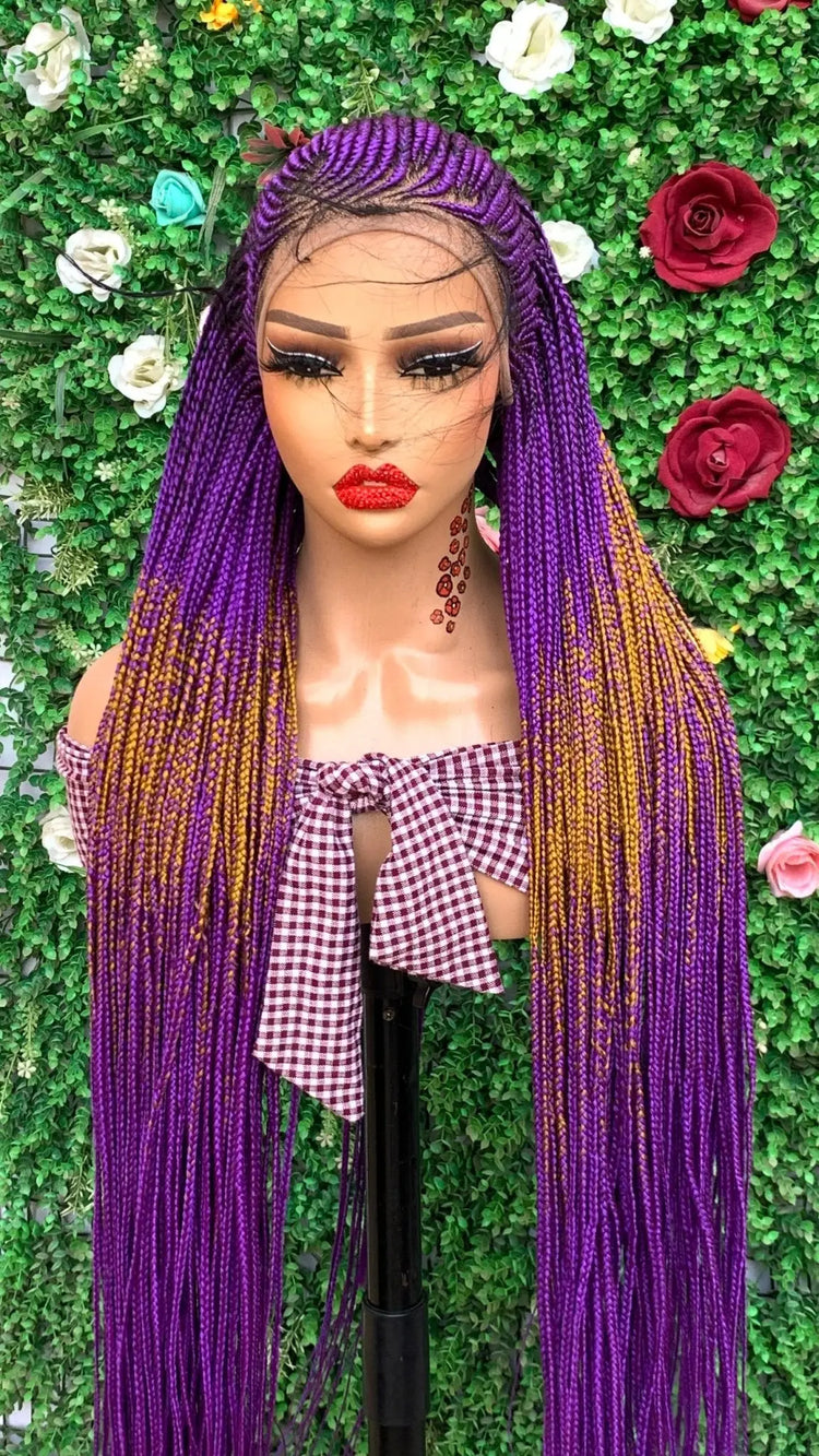 AFRICAN BRAIDED   WIGS  ON 13*6 FRONTAL LACE CLOSURE - d.glitterzwigs