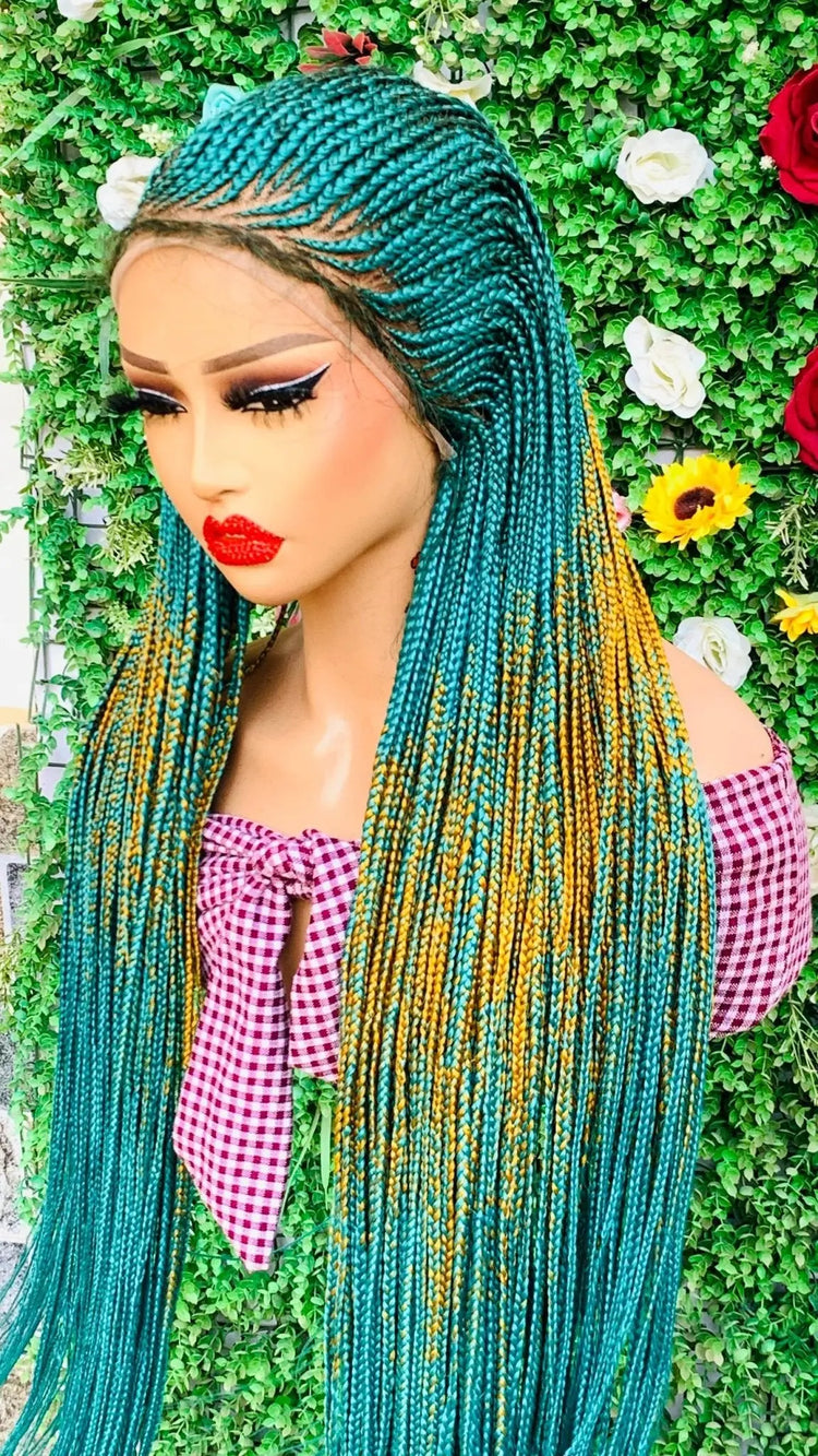 AFRICAN BRAIDED   WIGS  ON 13*6 FRONTAL LACE CLOSURE - d.glitterzwigs