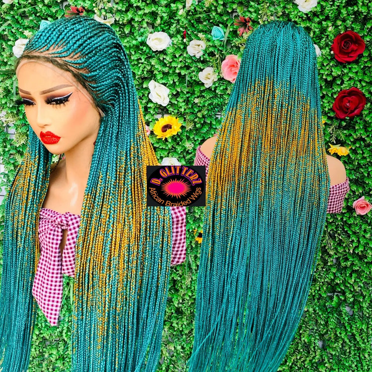 AFRICAN BRAIDED   WIGS  ON 13*6 FRONTAL LACE CLOSURE - d.glitterzwigs