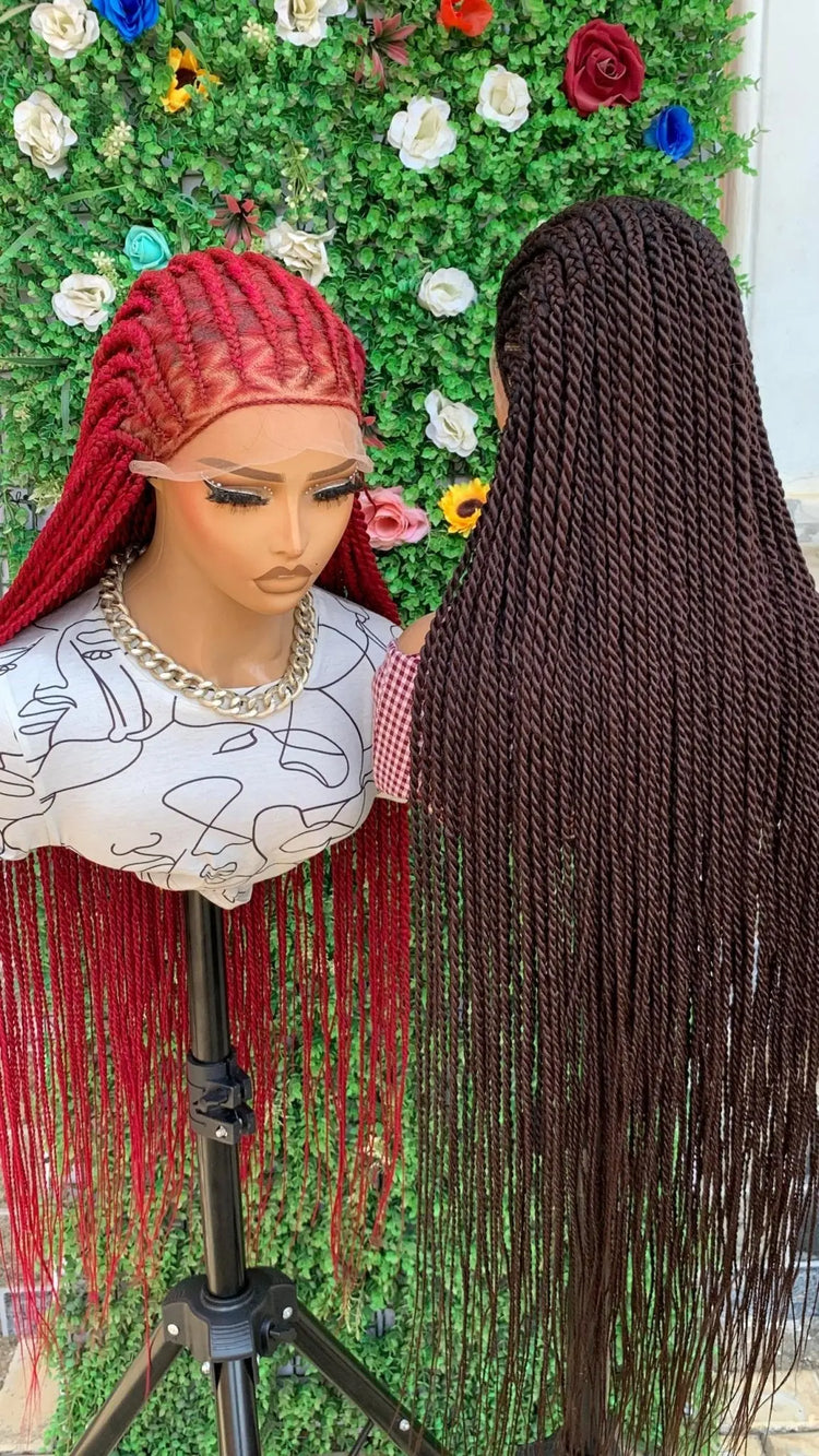 AFRICAN BRAIDED   WIGS  ON 13*6 FRONTAL LACE CLOSURE - d.glitterzwigs