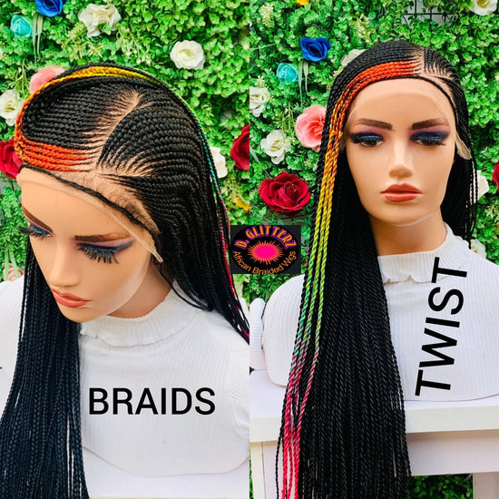 AFRICAN BRAIDED  WIGS  ON 13*6 LACE CLOSURE - d.glitterzwigs