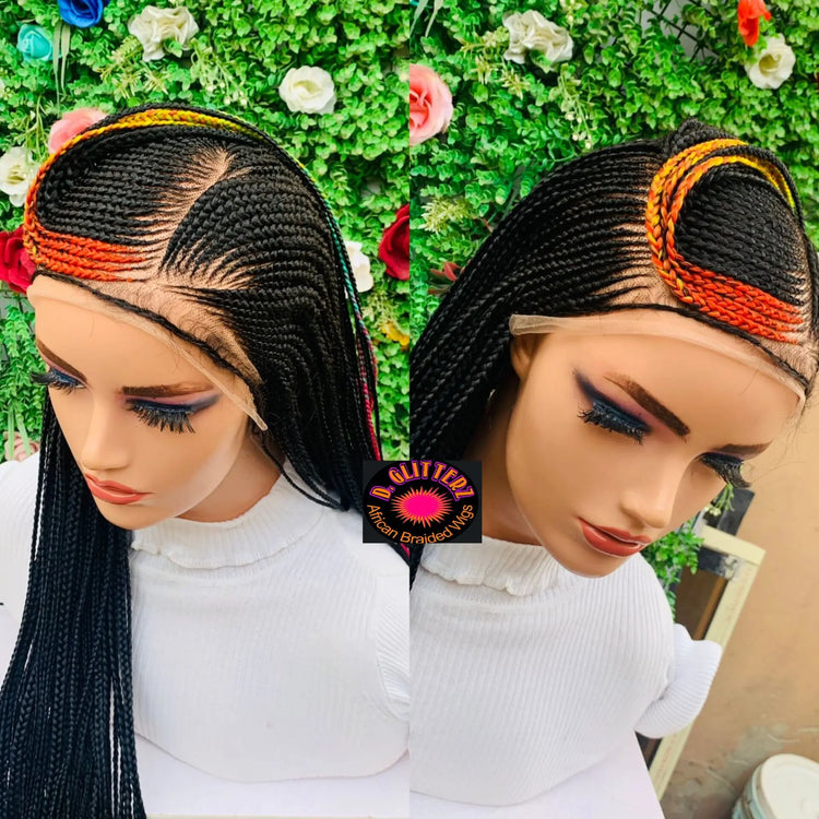 AFRICAN BRAIDED  WIGS  ON 13*6 LACE CLOSURE - d.glitterzwigs