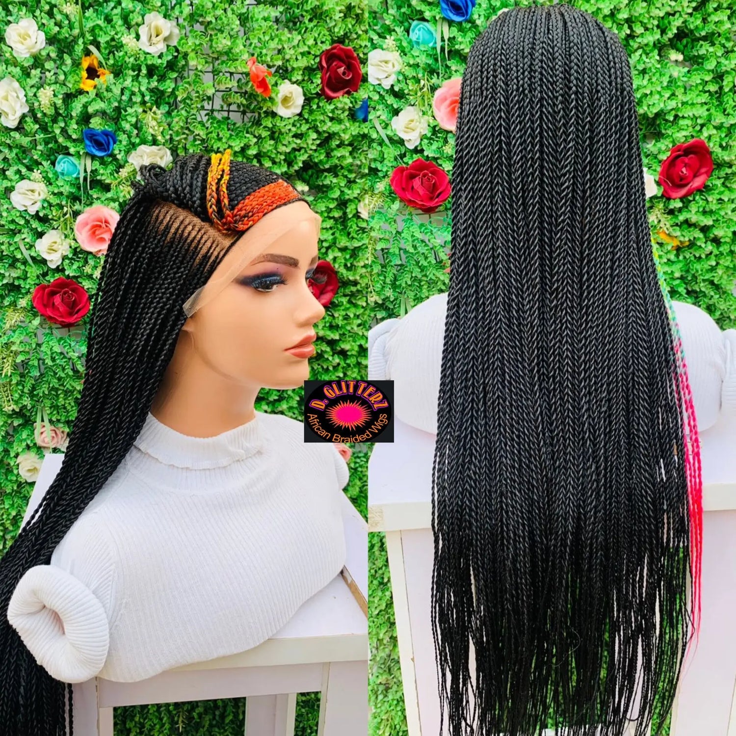 AFRICAN BRAIDED  WIGS  ON 13*6 LACE CLOSURE - d.glitterzwigs