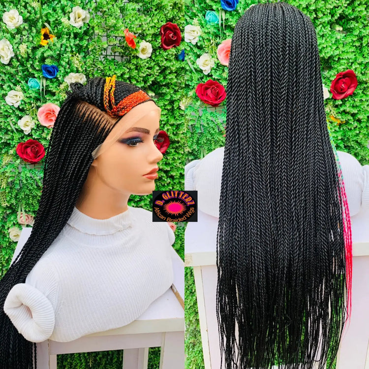 AFRICAN BRAIDED  WIGS  ON 13*6 LACE CLOSURE - d.glitterzwigs