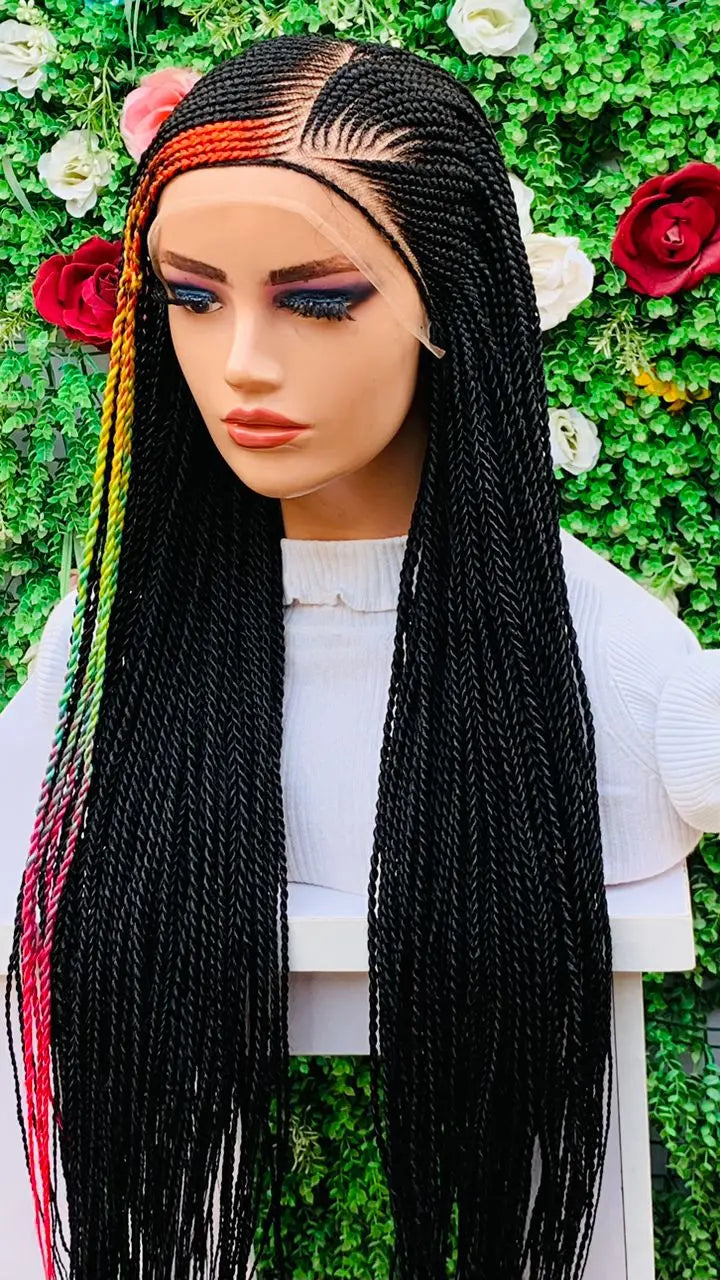 AFRICAN BRAIDED  WIGS  ON 13*6 LACE CLOSURE - d.glitterzwigs