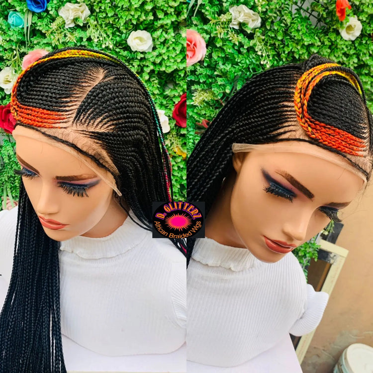 AFRICAN BRAIDED  WIGS  ON 13*6 LACE CLOSURE - d.glitterzwigs