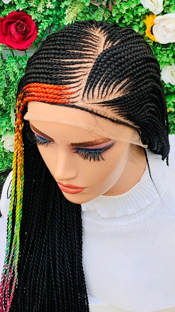 AFRICAN BRAIDED  WIGS  ON 13*6 LACE CLOSURE - d.glitterzwigs