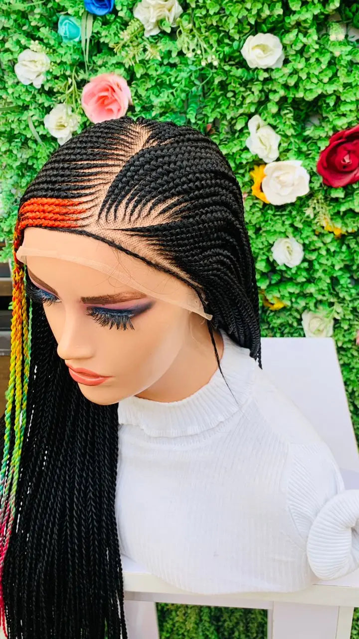 AFRICAN BRAIDED  WIGS  ON 13*6 LACE CLOSURE - d.glitterzwigs