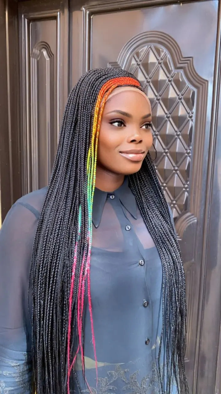 AFRICAN BRAIDED  WIGS  ON 13*6 LACE CLOSURE - d.glitterzwigs