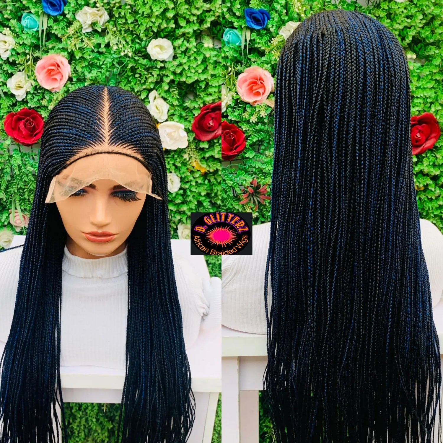 AFRICAN BRAIDED  WIGS  ON 8*8 LACE CLOSURE - d.glitterzwigs