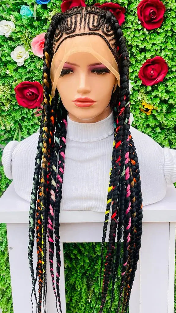 BANTU KNOTS BRAIDED WIGS ON FULL LACE CLOSURE - d.glitterzwigs