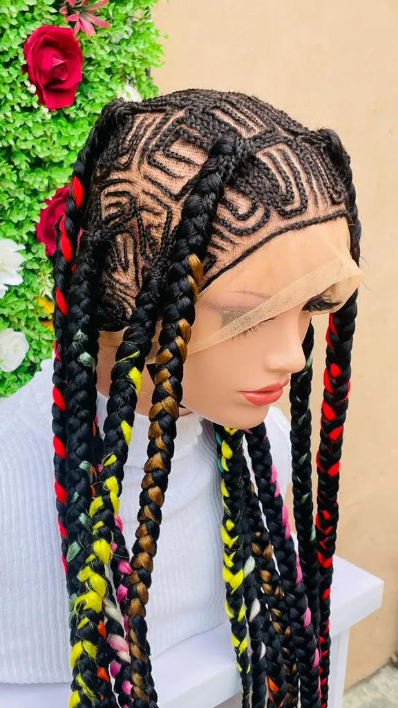 BANTU KNOTS BRAIDED WIGS ON FULL LACE CLOSURE - d.glitterzwigs