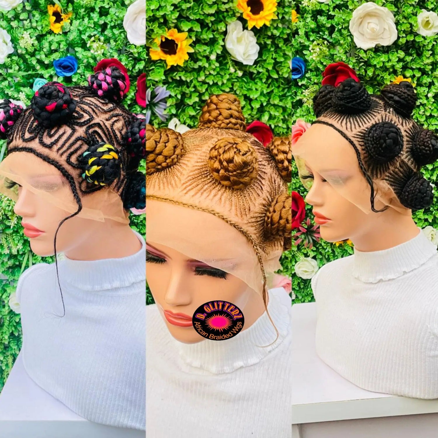 BANTU KNOTS BRAIDED WIGS ON FULL LACE CLOSURE - d.glitterzwigs