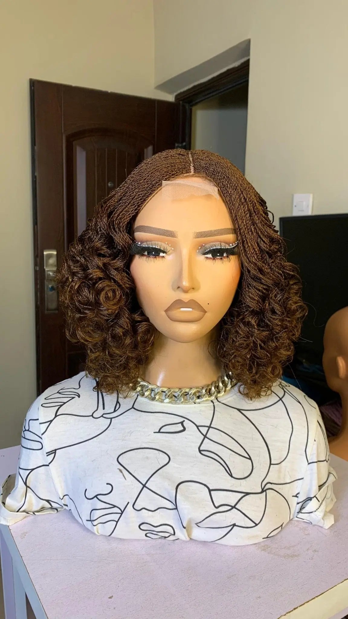 HALF CLOSURE BRAIDED  WIG ON 2*4 LACE CLOSURE - d.glitterzwigs