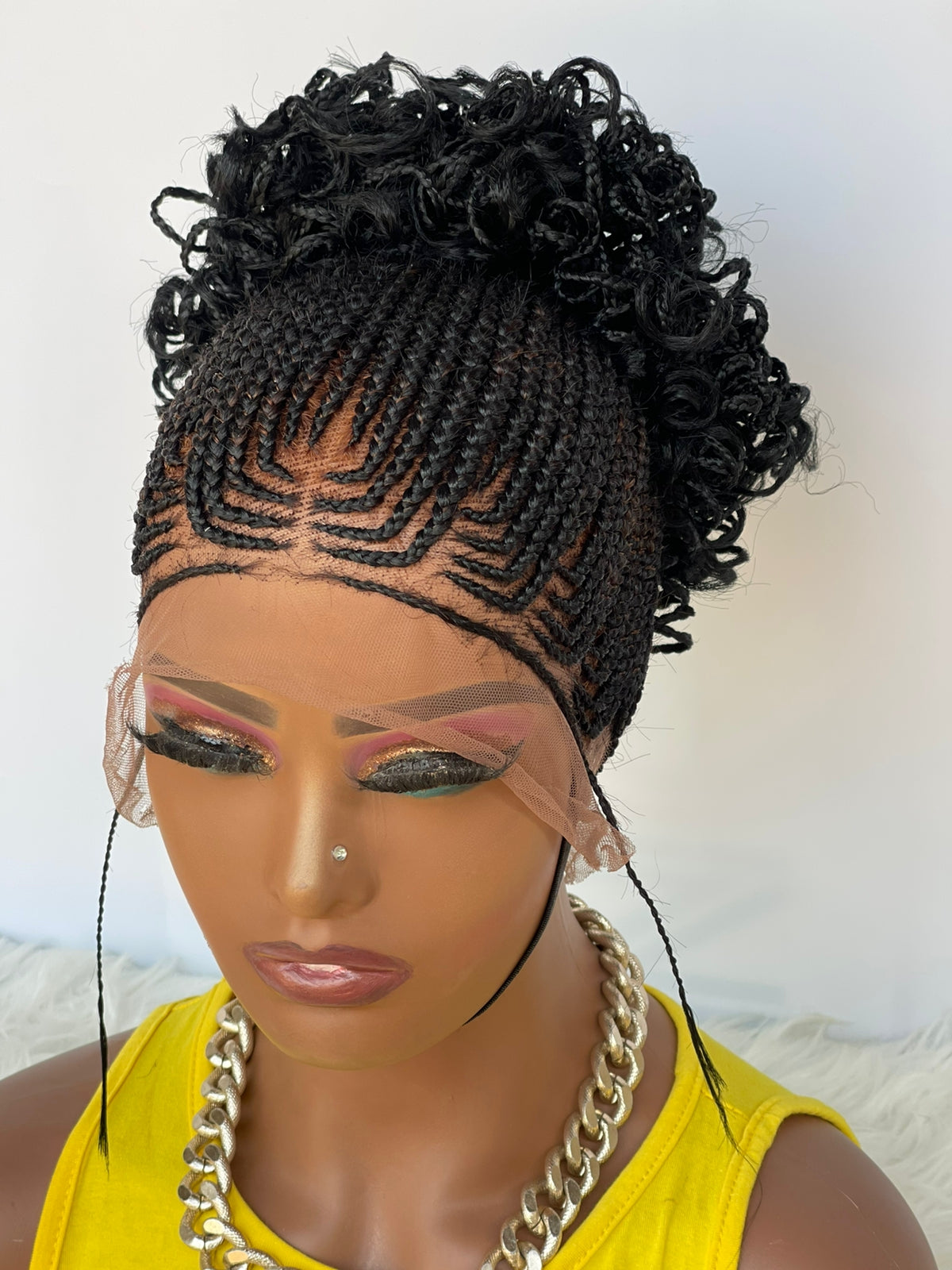 AFRICAN BRAIDED PONYTAIL WIG ON FULL LACE CLOSURE