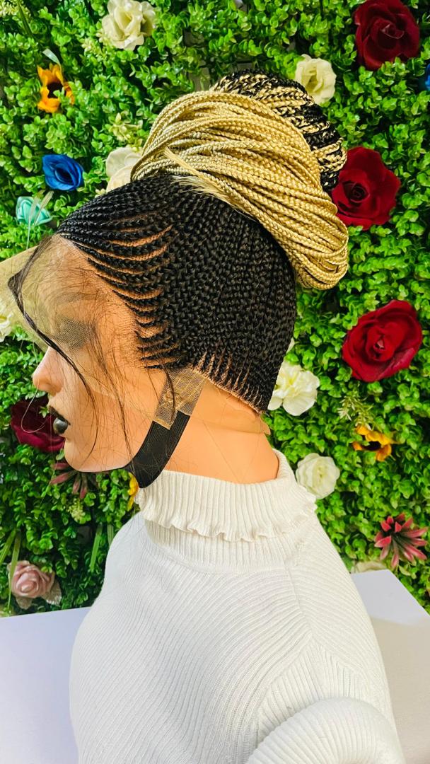 PONYTAIL BRAIDED CONROW WIGS  ON  360 LACE CLOSURE