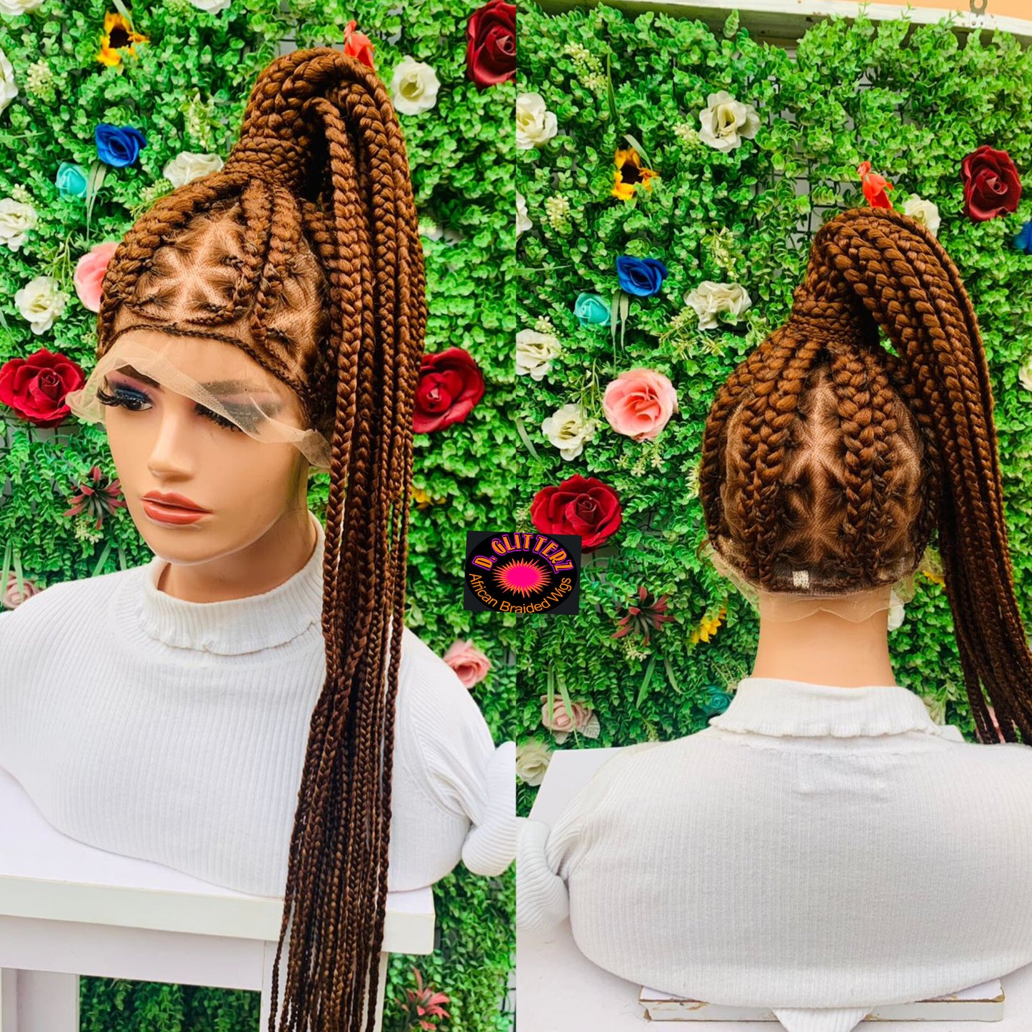 AFRICAN BRAIDED   PONYTAIL WIGS ON FULL LACE CLOSURE