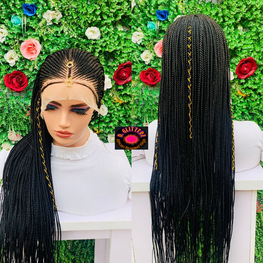AFRICAN BRAIDED   WIGS  ON 13*4 FRONTAL LACE CLOSURE