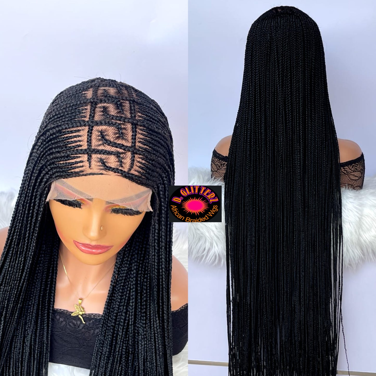 AFRICAN BRAIDED  CONROW WIGS  ON 13*6 LACE CLOSURE