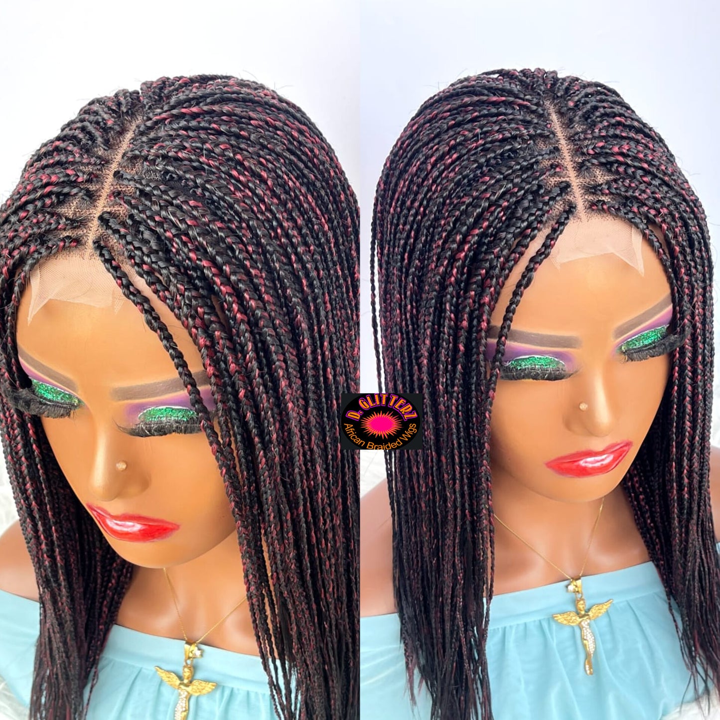 AFRICAN BRAIDED  SHORT BOX BRAIDS WIGS  ON 2*4 LACE CLOSURE