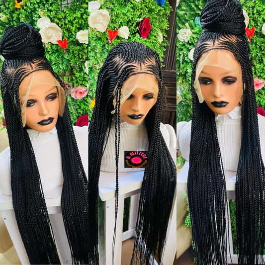 AFRICAN BRAIDED  CONROW WIGS  ON  FULL LACE LACE CLOSURE