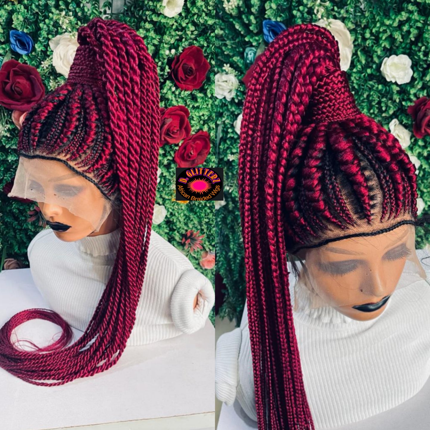 PONYTAIL BRAIDED  CONROW WIGS  ON  360 LACE CLOSURE