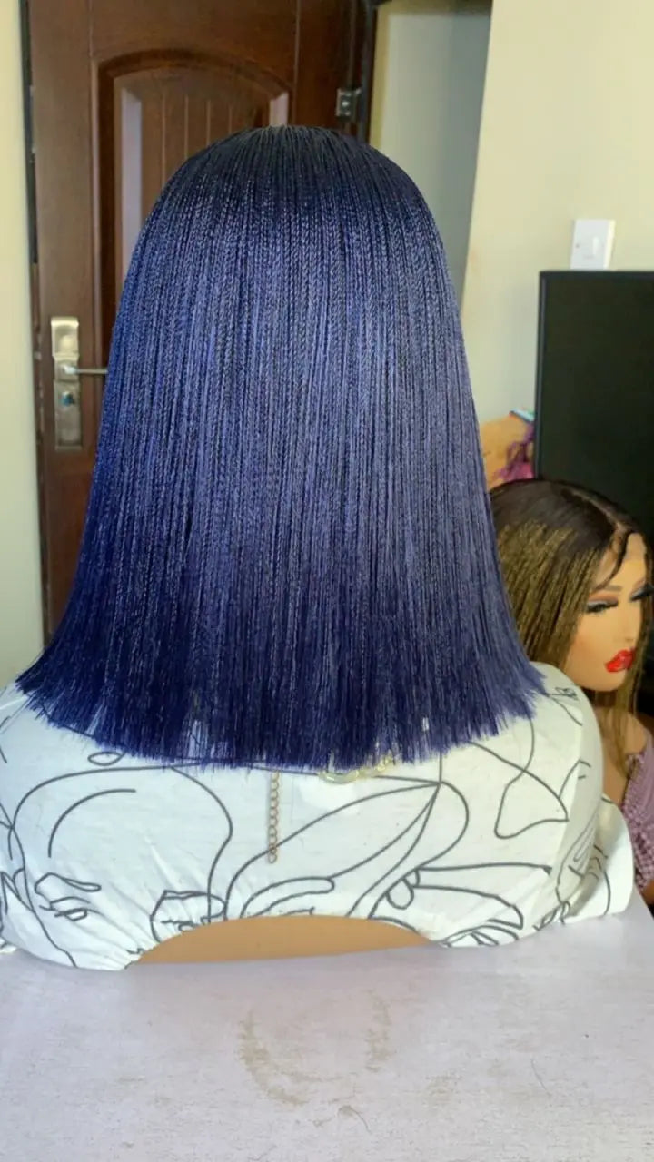 NANO BRAIDED BLUNT CUT WIGS ON HALF LACE CLOSURE - d.glitterzwigs