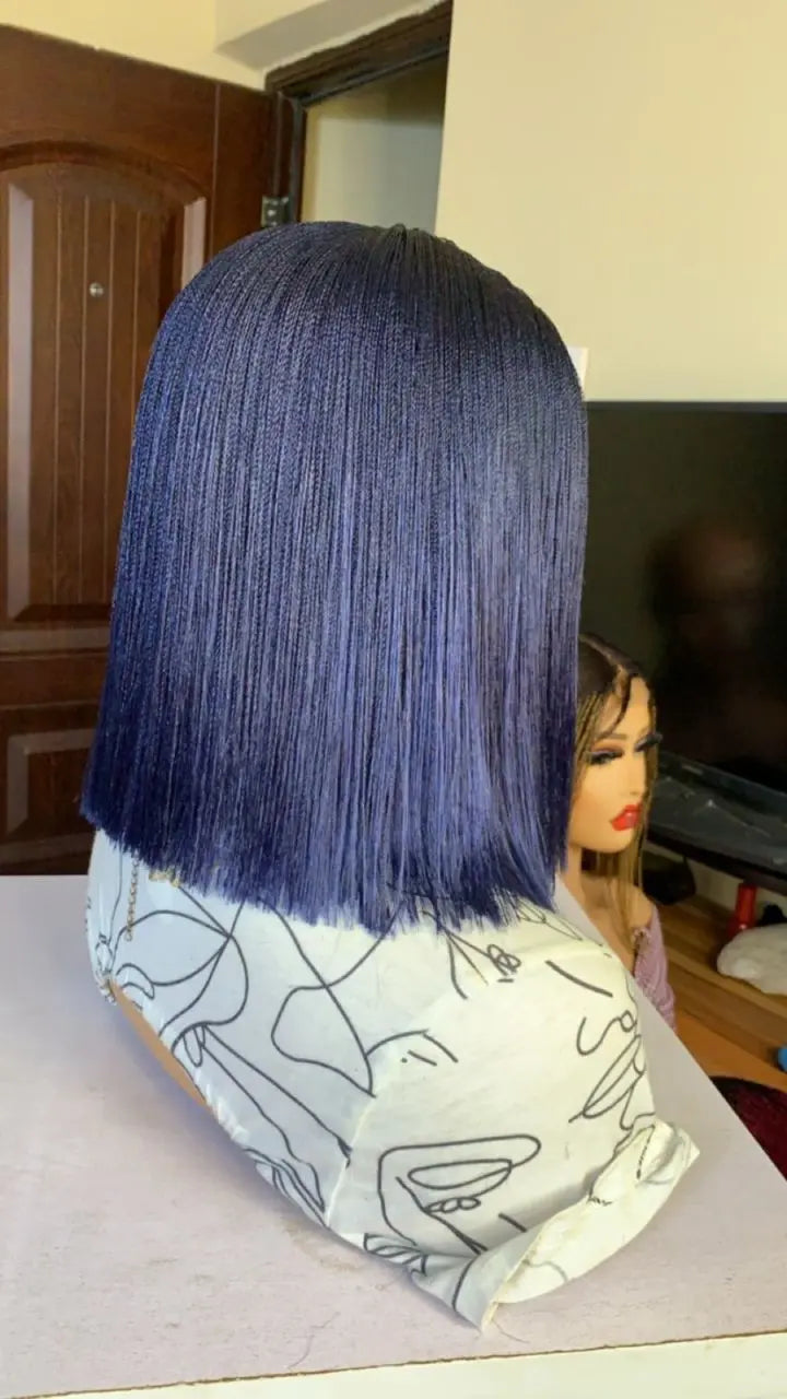 NANO BRAIDED BLUNT CUT WIGS ON HALF LACE CLOSURE - d.glitterzwigs