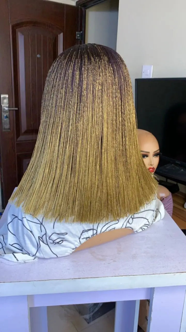 NANO BRAIDED BLUNT CUT WIGS ON HALF LACE CLOSURE - d.glitterzwigs