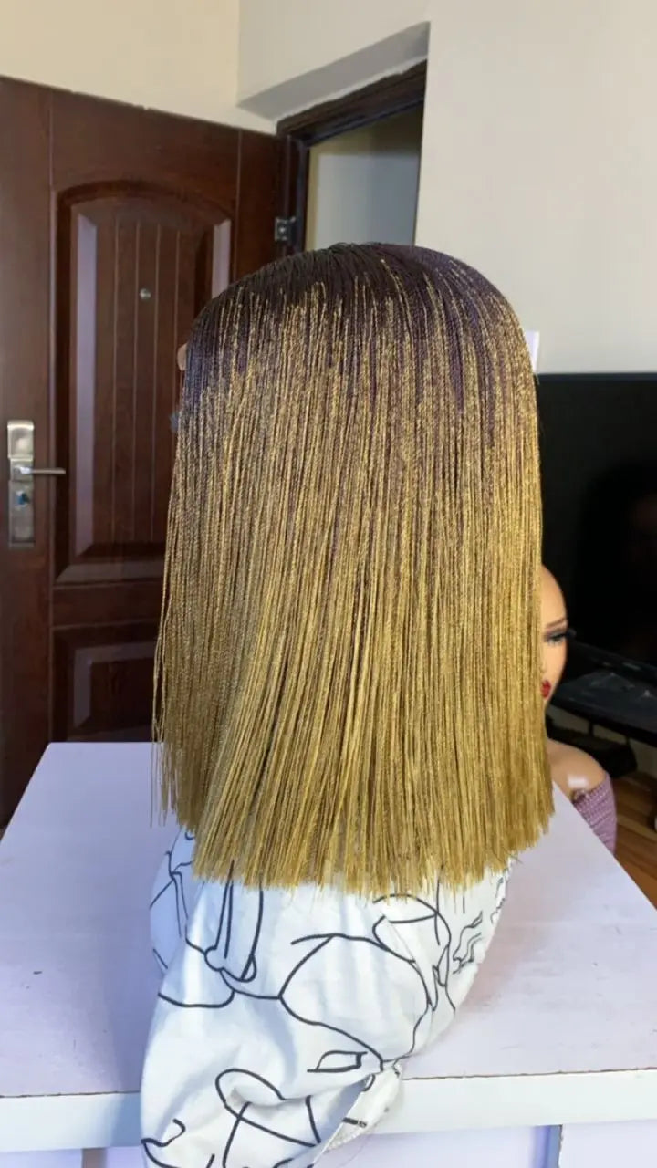 NANO BRAIDED BLUNT CUT WIGS ON HALF LACE CLOSURE - d.glitterzwigs