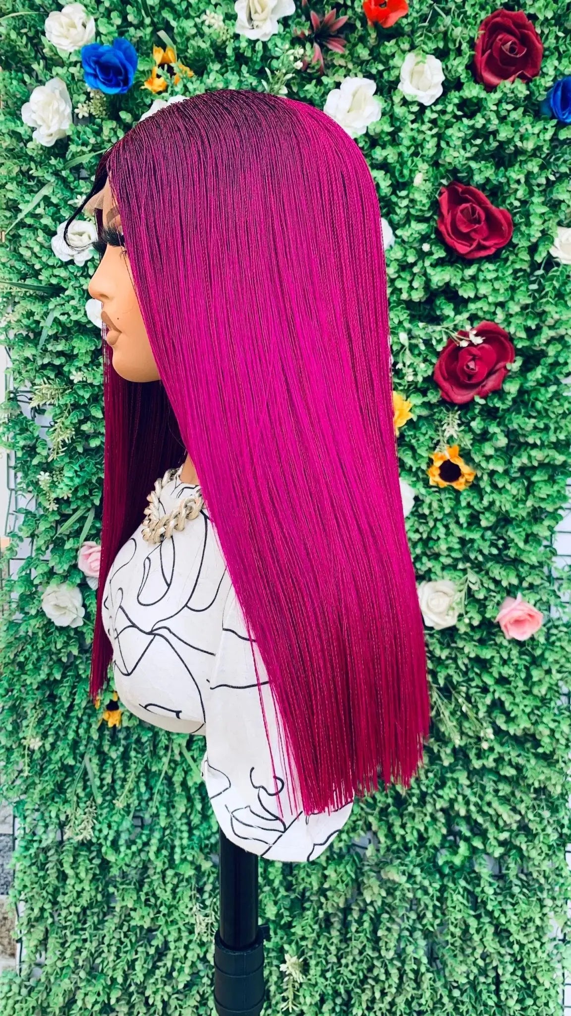 NANO BRAIDED BLUNT CUT WIGS ON HALF LACE CLOSURE - d.glitterzwigs