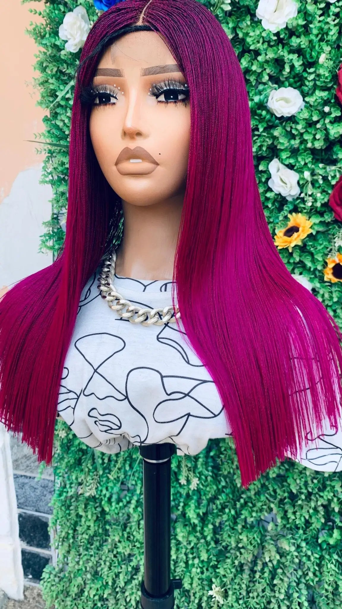 NANO BRAIDED BLUNT CUT WIGS ON HALF LACE CLOSURE - d.glitterzwigs