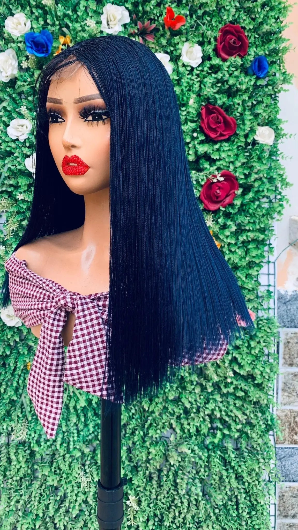 NANO BRAIDED BLUNT CUT WIGS ON HALF LACE CLOSURE - d.glitterzwigs