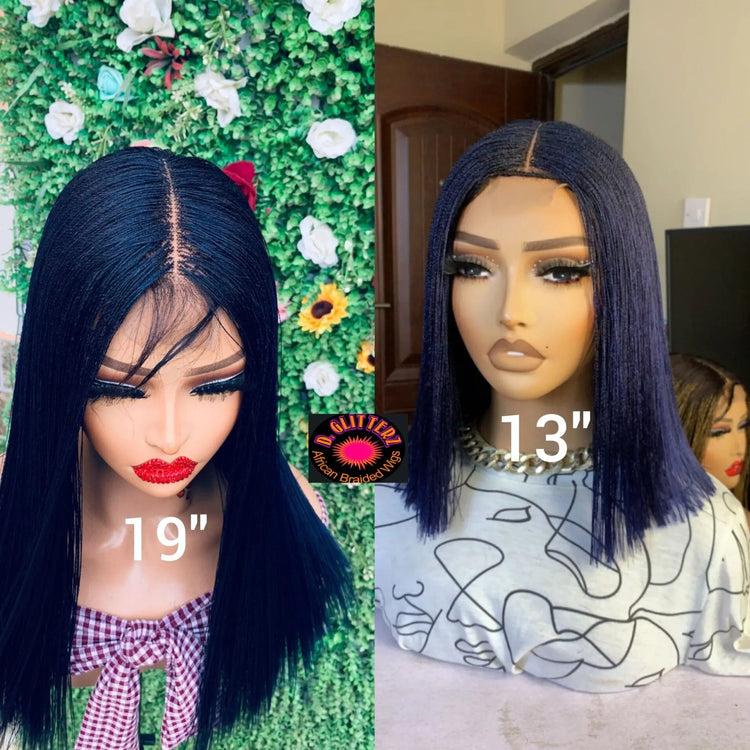 NANO BRAIDED BLUNT CUT WIGS ON HALF LACE CLOSURE - d.glitterzwigs