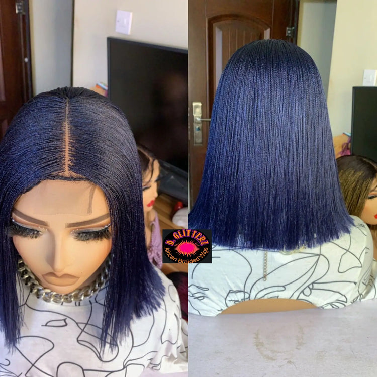 NANO BRAIDED BLUNT CUT WIGS ON HALF LACE CLOSURE - d.glitterzwigs
