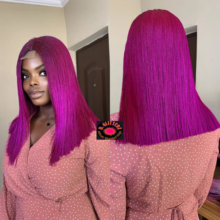 NANO BRAIDED BLUNT CUT WIGS ON HALF LACE CLOSURE - d.glitterzwigs