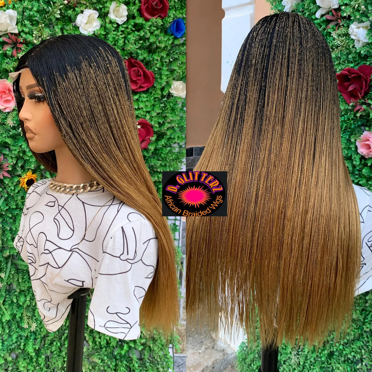 NANO BRAIDED BLUNT CUT WIGS ON HALF LACE CLOSURE - d.glitterzwigs