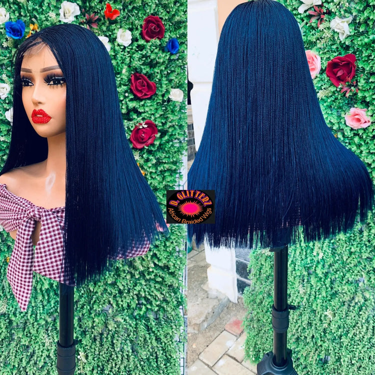 NANO BRAIDED BLUNT CUT WIGS ON HALF LACE CLOSURE - d.glitterzwigs