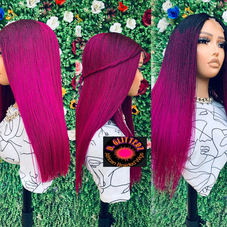 NANO BRAIDED BLUNT CUT WIGS ON HALF LACE CLOSURE - d.glitterzwigs